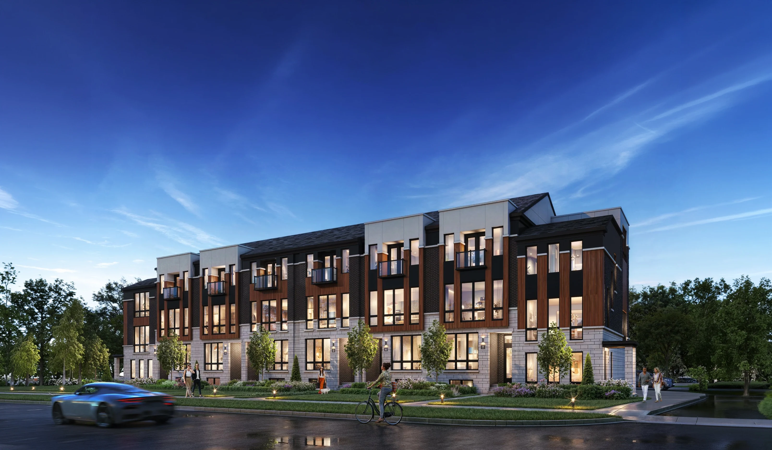 Exterior rendering of The Row townhomes